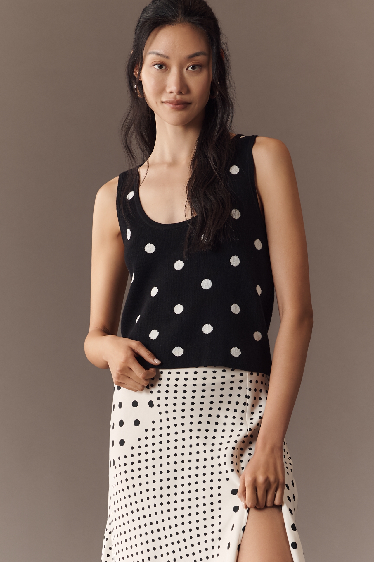 English Factory Polka Dot Sweater Tank