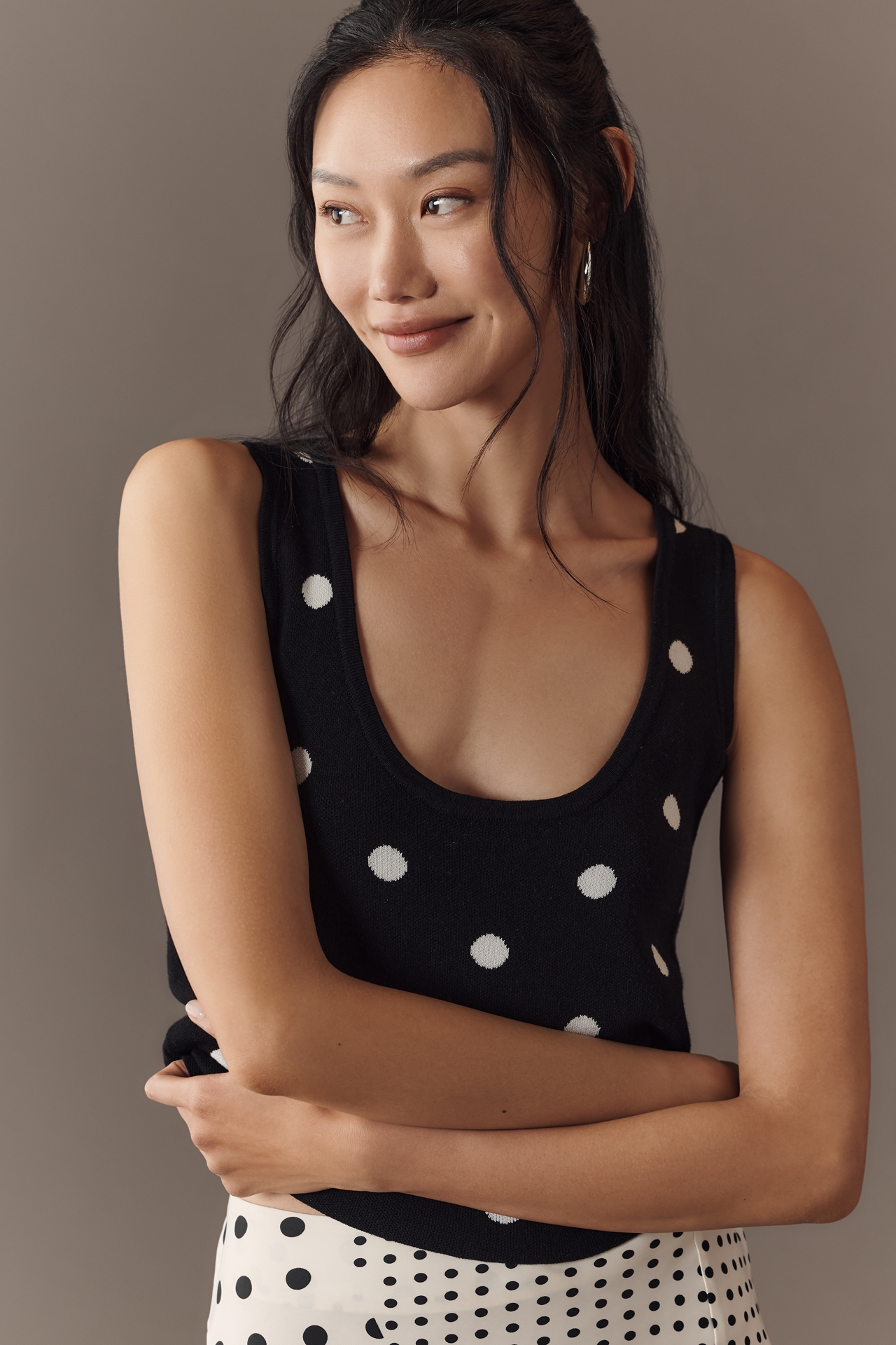 English Factory Polka Dot Sweater Tank