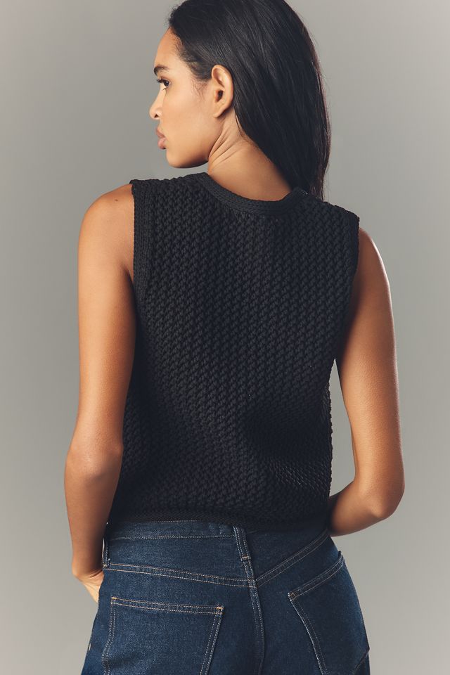 English Factory Crew-Neck Textured Cardigan Sweater Tank #1