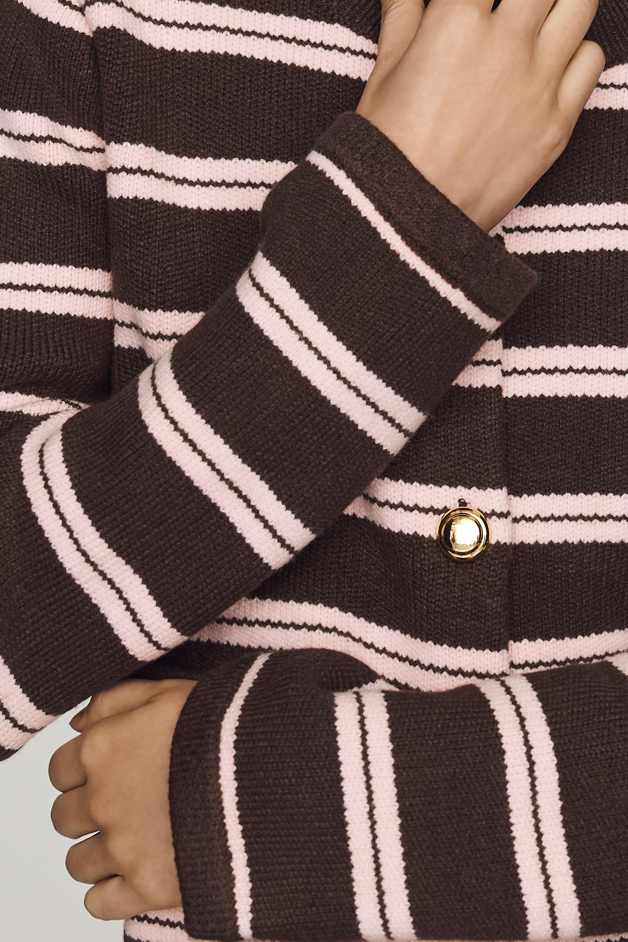 Endless Rose Crew-Neck Stripe Cardigan Sweater