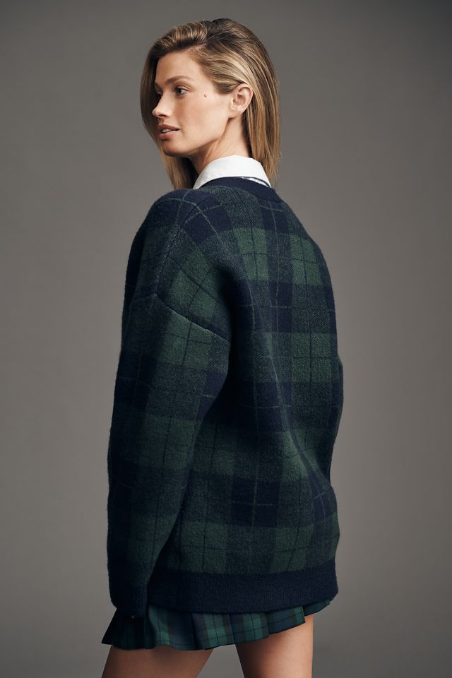 English Factory Oversized Plaid Cardigan Sweater #2