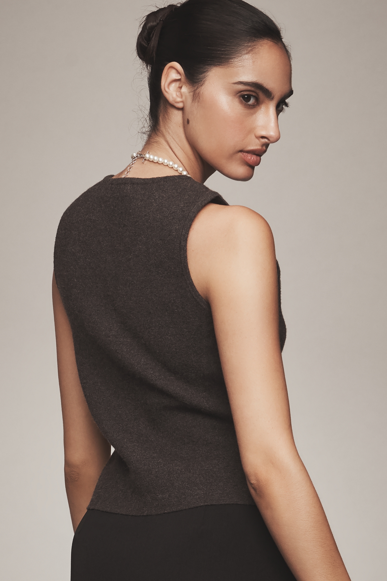 Endless Rose V-Neck Rhinestone-Button Sweater Tank