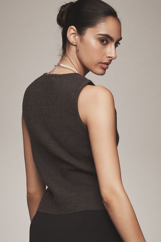 Endless Rose V-Neck Rhinestone-Button Sweater Tank #1