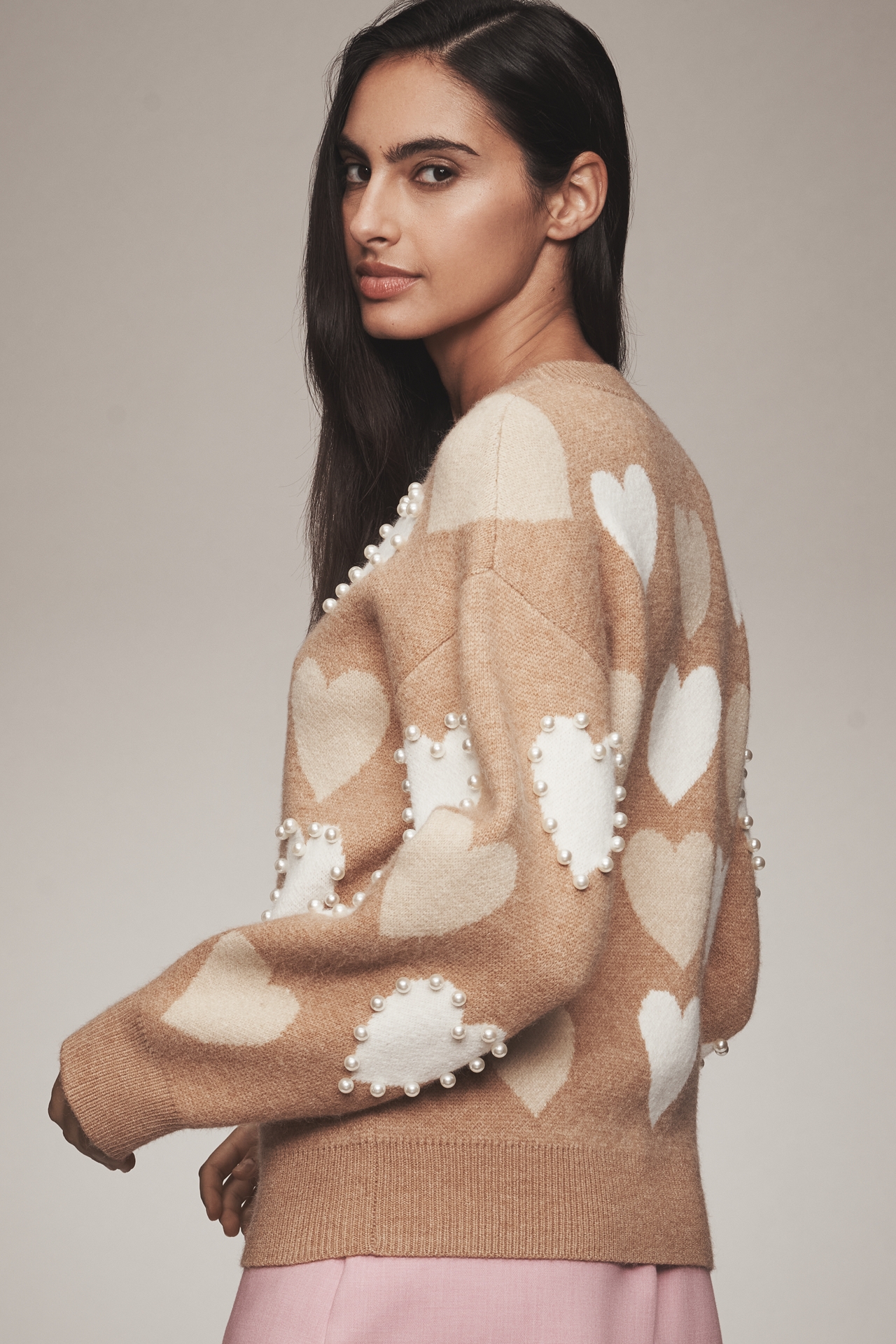 Endless Rose Pearl-Detail Heart Icon Sweater
