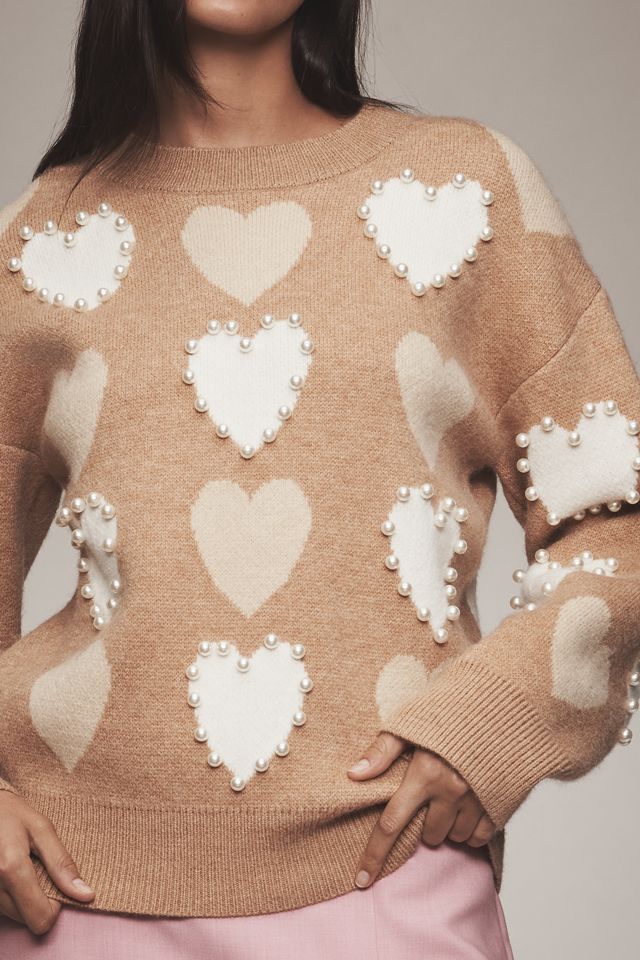 Endless Rose Pearl-Detail Heart Icon Sweater #2