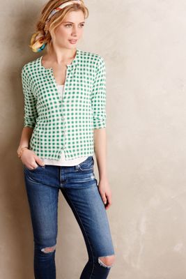 Checked Mint Cardigan