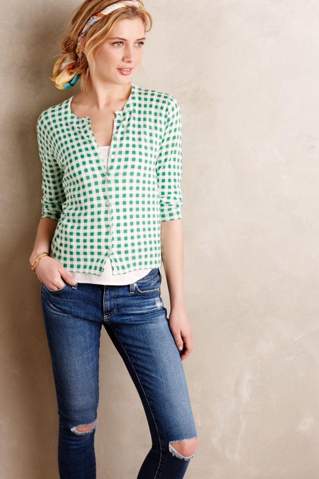 Checked Mint Cardigan