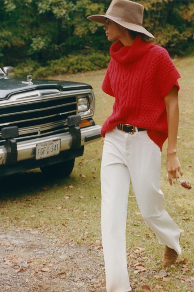 Cable-Knit Turtleneck Poncho Sweater #6