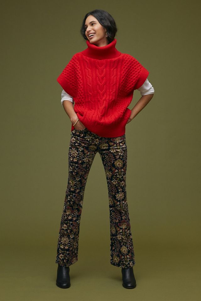 Cable-Knit Turtleneck Poncho Sweater #3