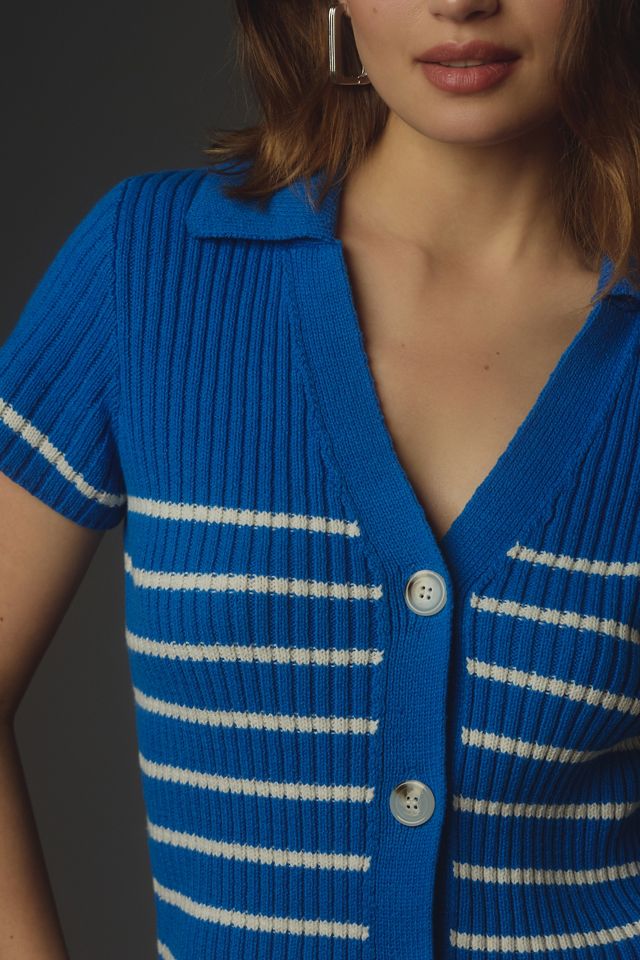 RD Style Short-Sleeve V-Neck Polo Cardigan Sweater | Anthropologie
