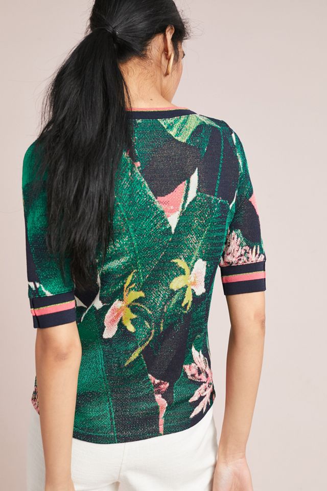 Palm Tree Intarsia Pullover #1