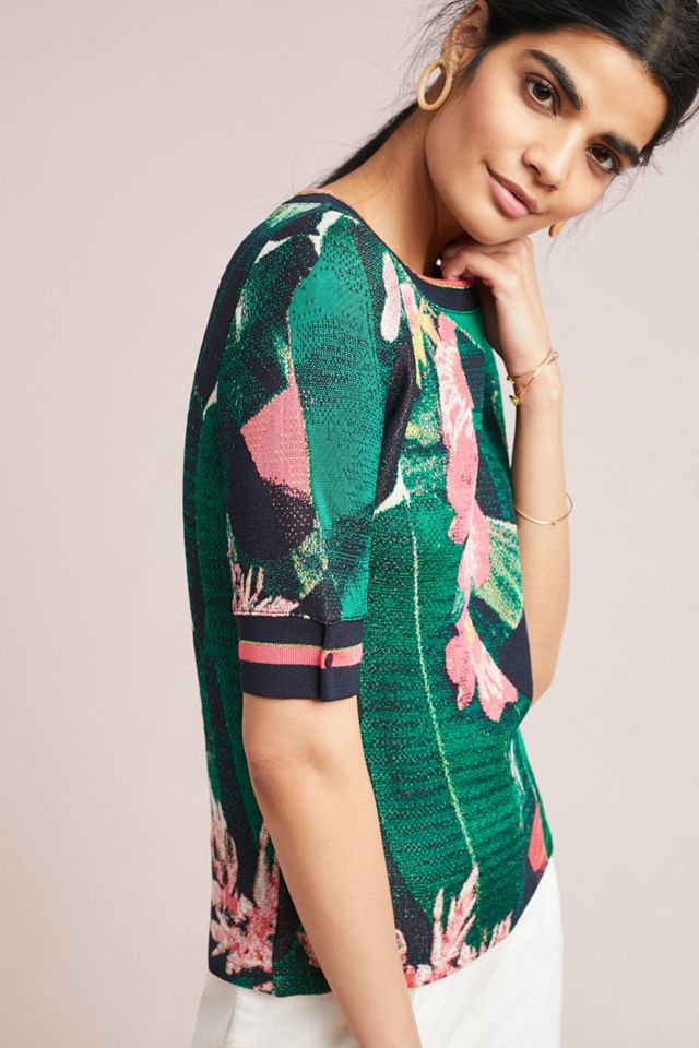 Palm Tree Intarsia Pullover #2