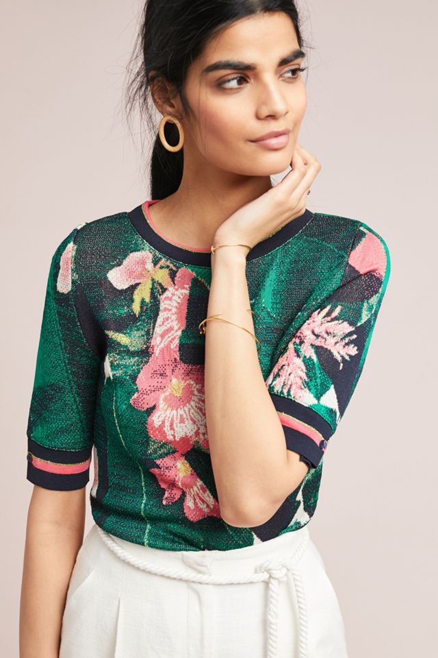 Palm Tree Intarsia Pullover #3