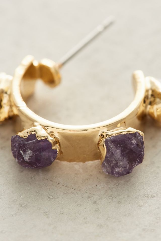 Amethyst Mini Hoop Earrings #1