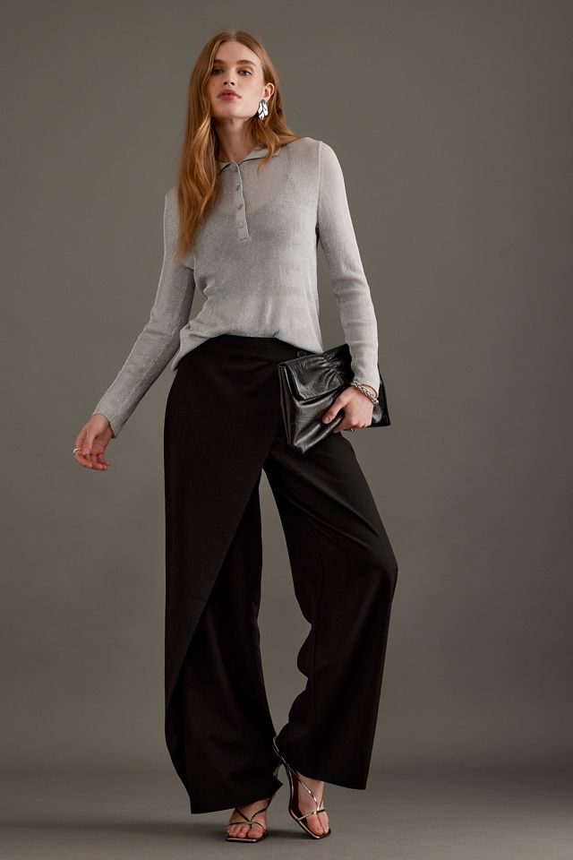 Selected Femme Dagni Sheer Knit Polo Top | Anthropologie UK