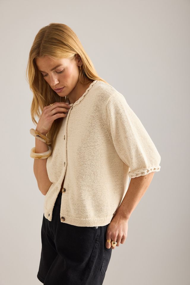 Selected Femme Alma Strickjacke mit geflochtenem Besatz #3