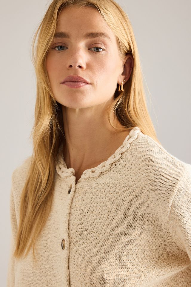 Selected Femme Alma Strickjacke mit geflochtenem Besatz #4