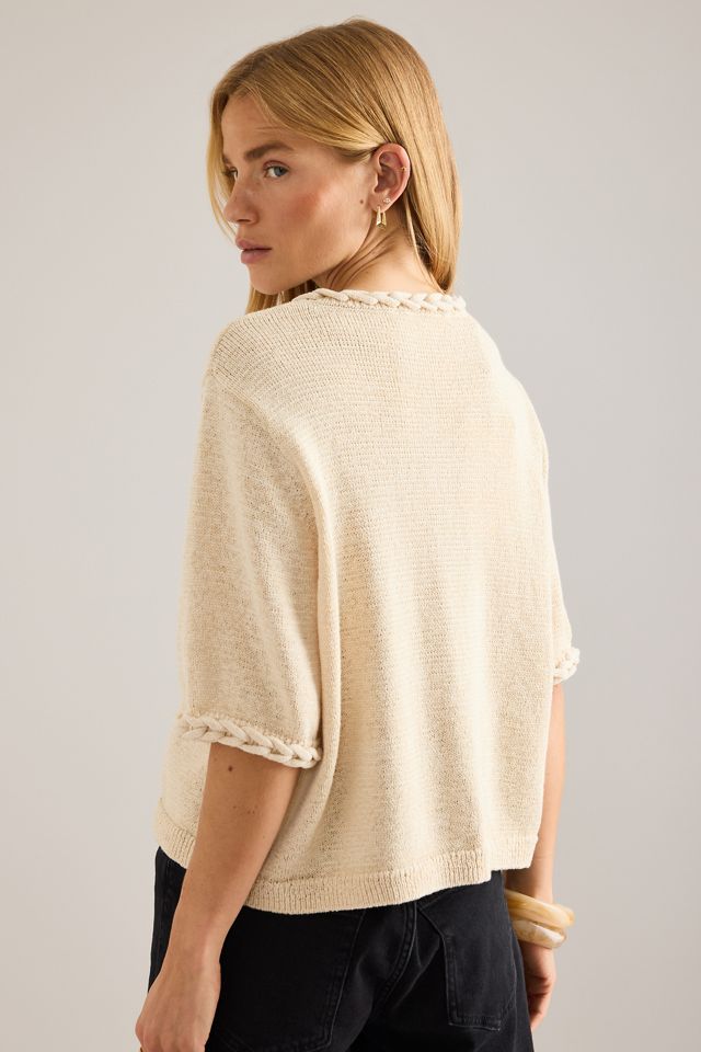 Selected Femme Alma Strickjacke mit geflochtenem Besatz #1