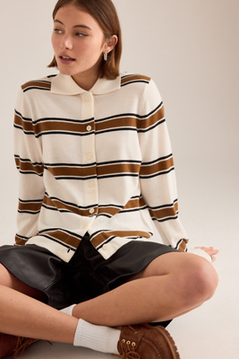 Selected Thea Stripe Wool Cardigan