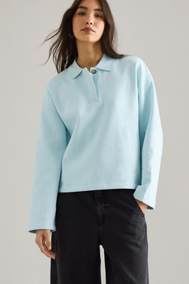 Selected Ari Gia Polo Collar Sweatshirt In Blue