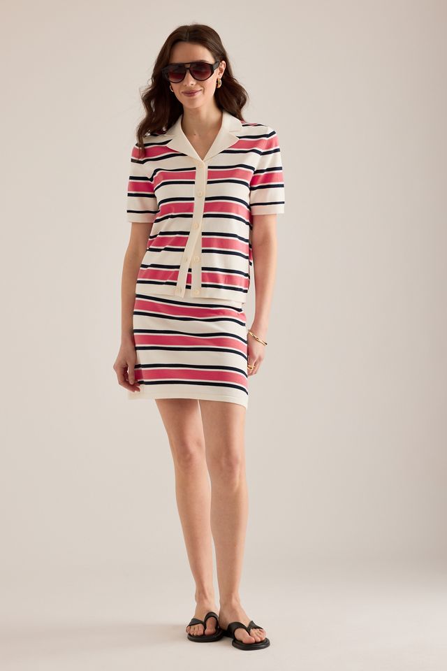 Selected Amour Stripe Knit Polo Top #1