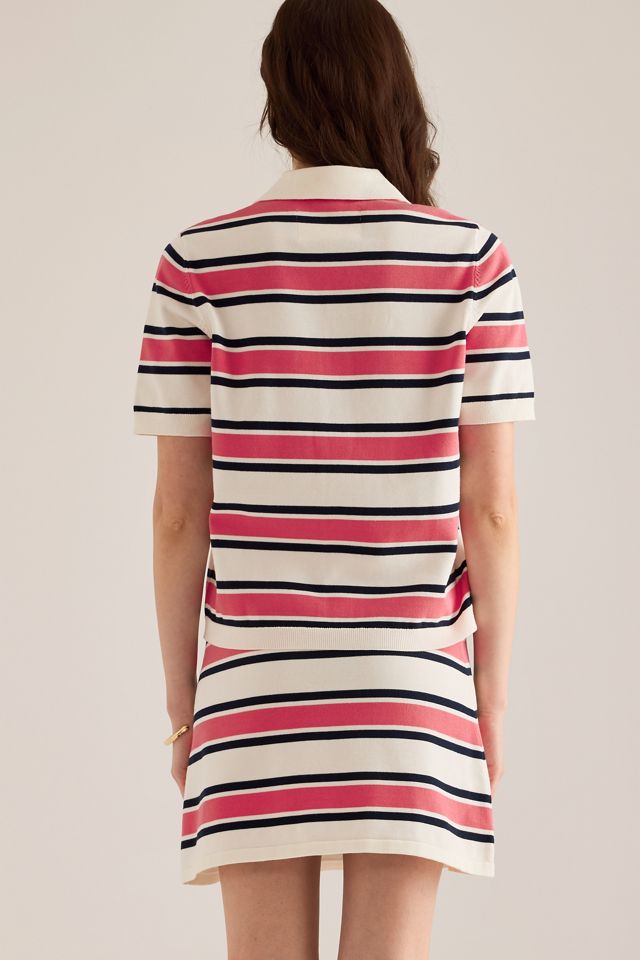 Selected Amour Stripe Knit Polo Top #5