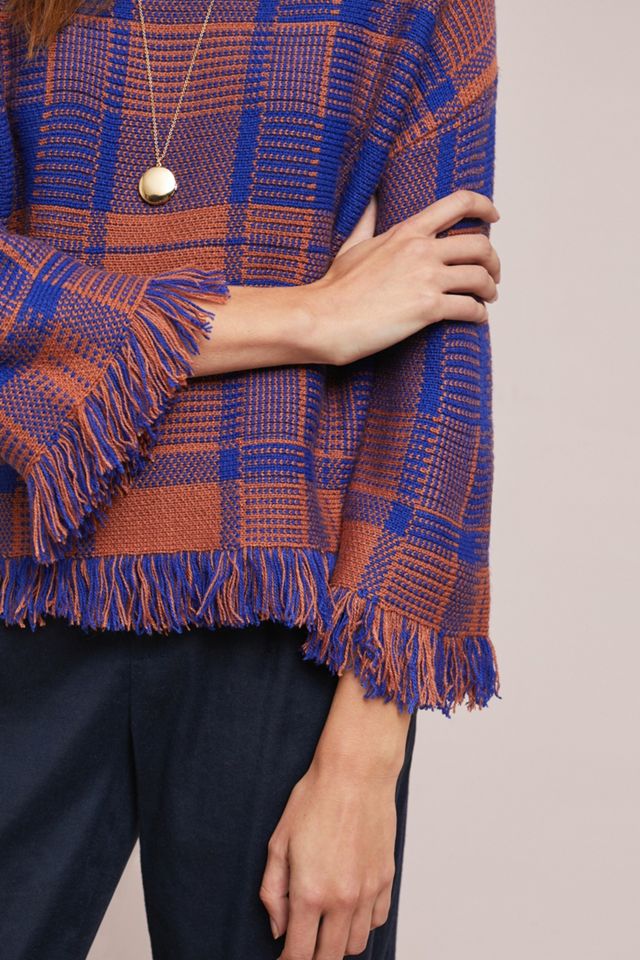 Fringed Plaid Pullover #3