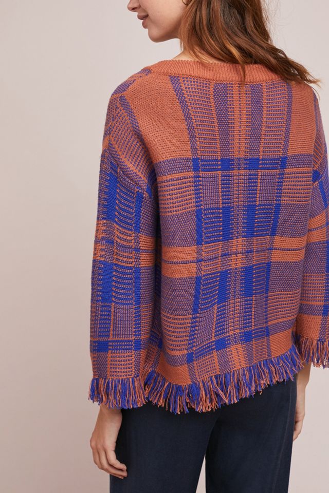 Fringed Plaid Pullover #1