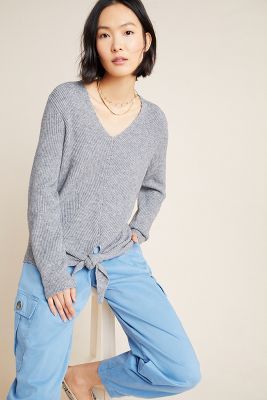 Rocio Ribbed Tie-Front Sweater | Anthropologie