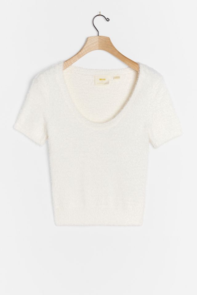 Maeve Anthropologie good White Rona Eyelash Sweater Tee