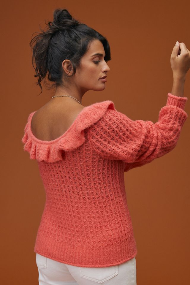 Ruffled Boat Neck Sweater #2