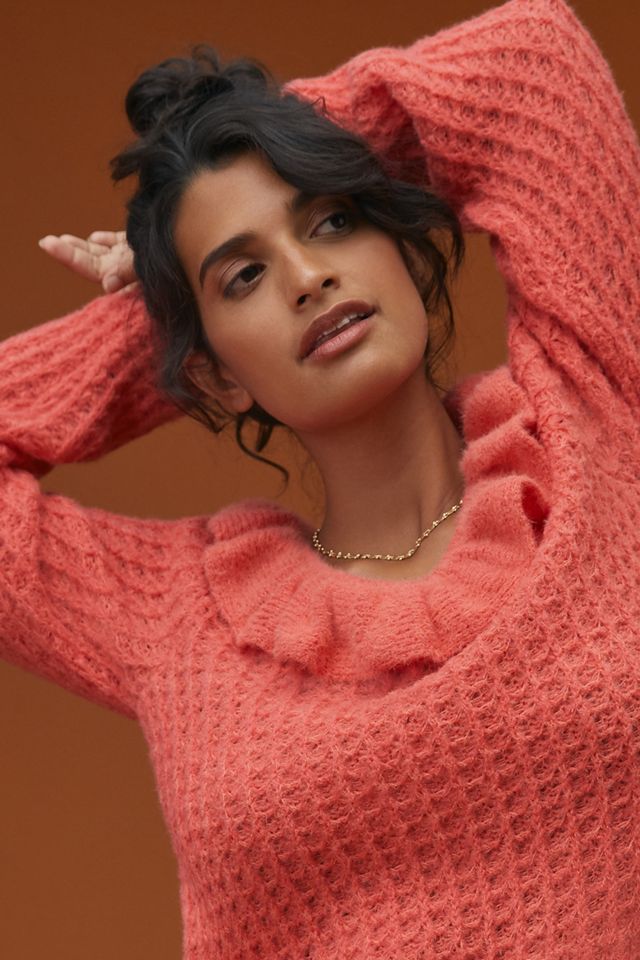 Ruffled Boat Neck Sweater #3