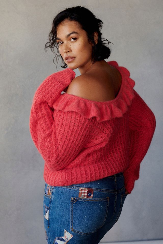 Ruffled Boat Neck Sweater #5