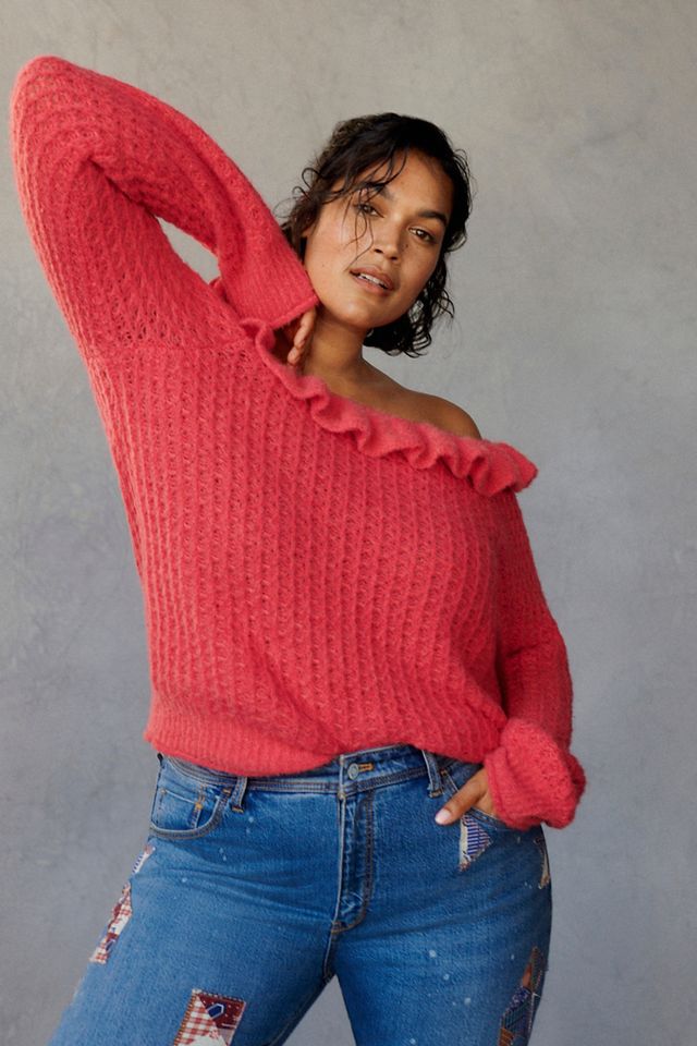 Ruffled Boat Neck Sweater #4
