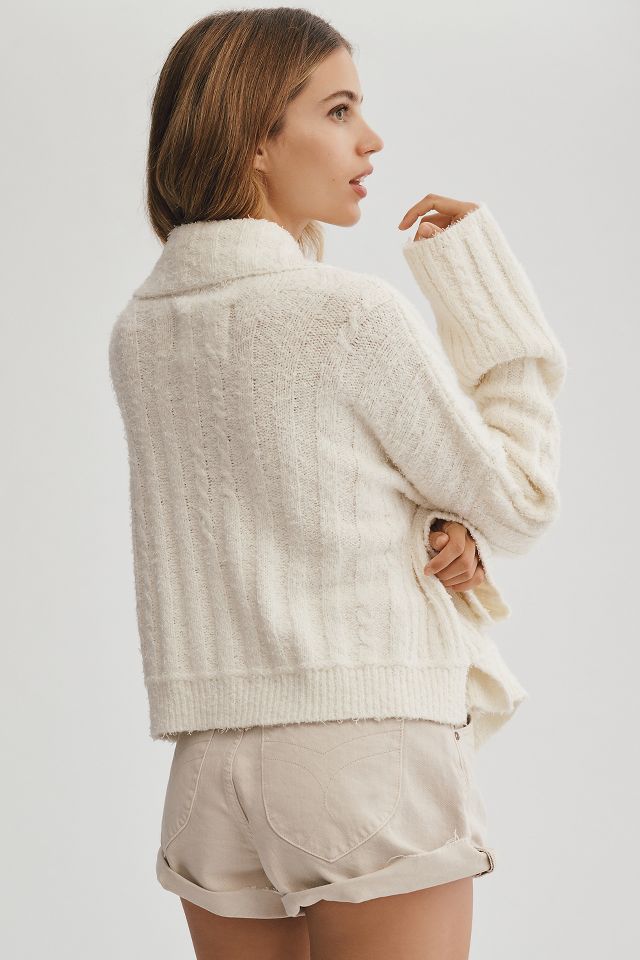 Pilcro Collared Cable-Knit Cardigan Sweater | Anthropologie