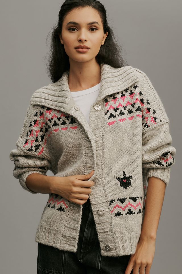 By Anthropologie Squirrels Motif Collared Cardigan Sweater #2