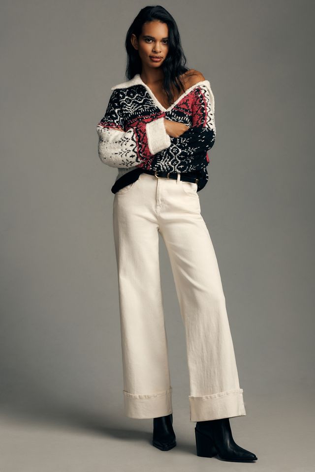 Pilcro V-Neck Fuzzy Printed Popover Sweater #1