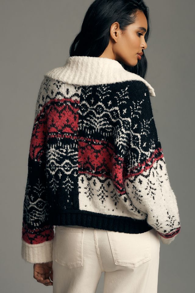 Pilcro V-Neck Fuzzy Printed Popover Sweater #2