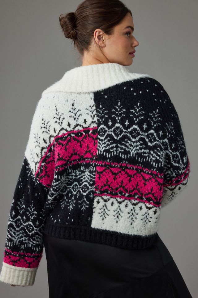 Pilcro V-Neck Fuzzy Printed Popover Sweater #4