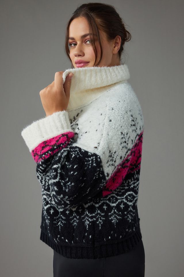 Pilcro V-Neck Fuzzy Printed Popover Sweater #3