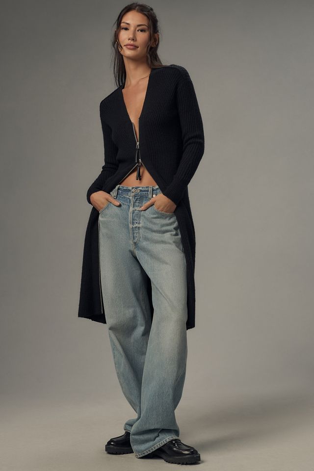 Pilcro Faux Leather-Trimmed Duster Cardigan Sweater #2