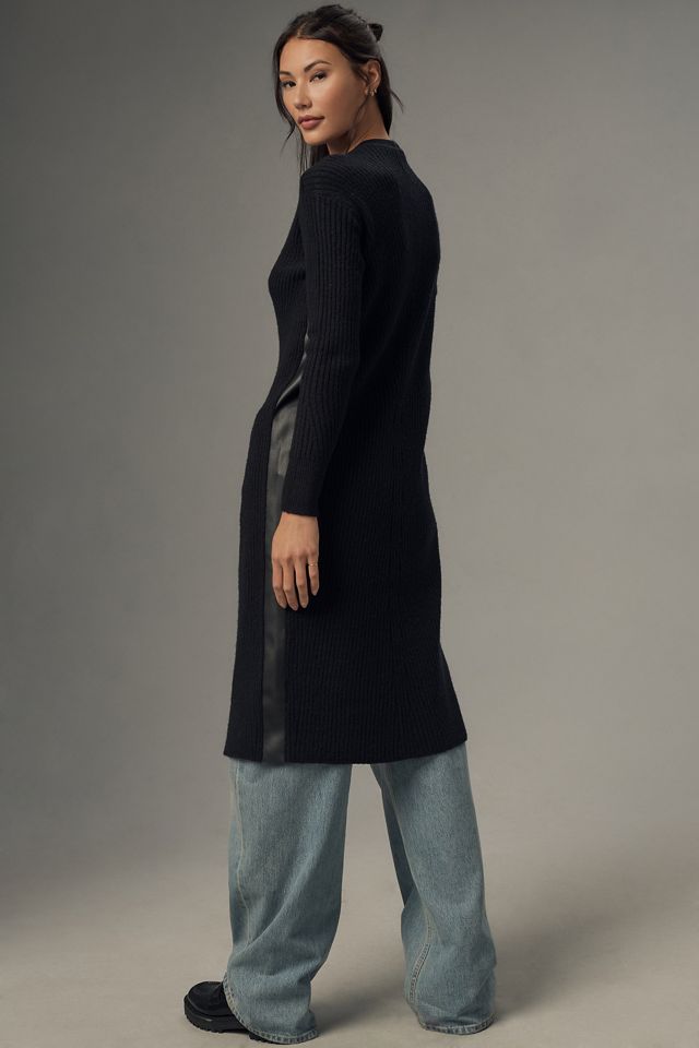 Pilcro Faux Leather-Trimmed Duster Cardigan Sweater #3