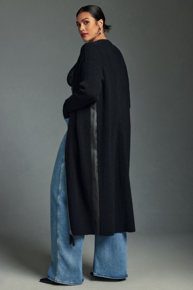Pilcro Faux Leather-Trimmed Duster Cardigan Sweater #5