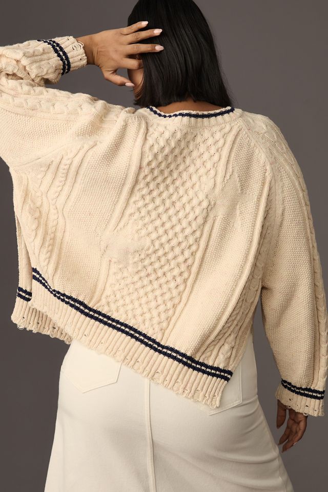 Pilcro Oversized Varsity Cable Sweater #5