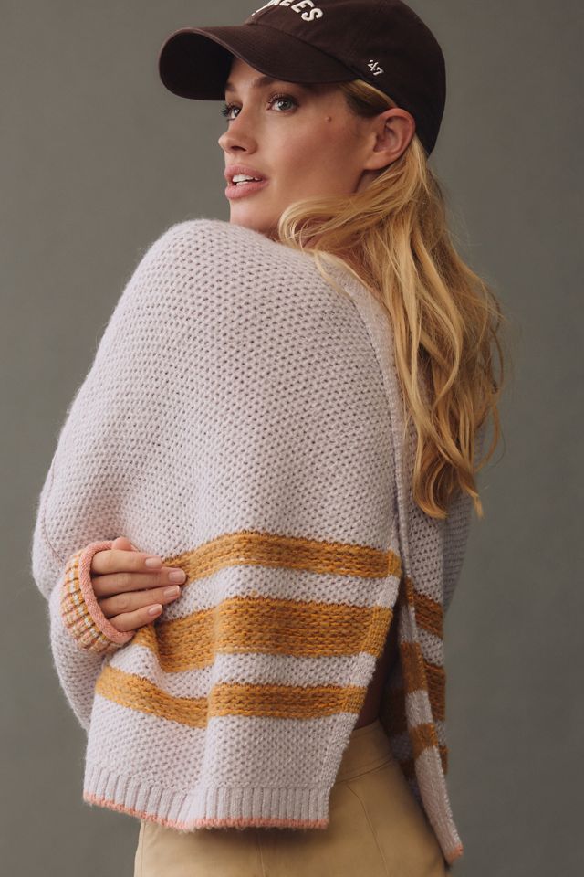 Pilcro Boat-Neck Cropped Open-Back Patch Sweater #1