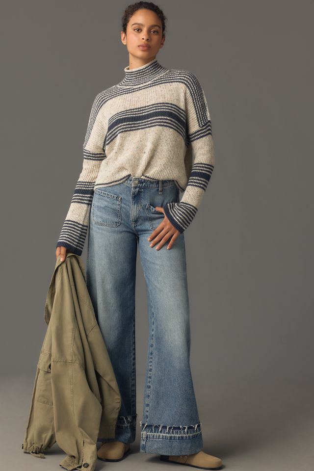 By Anthropologie Turtleneck Striped Sweater #2