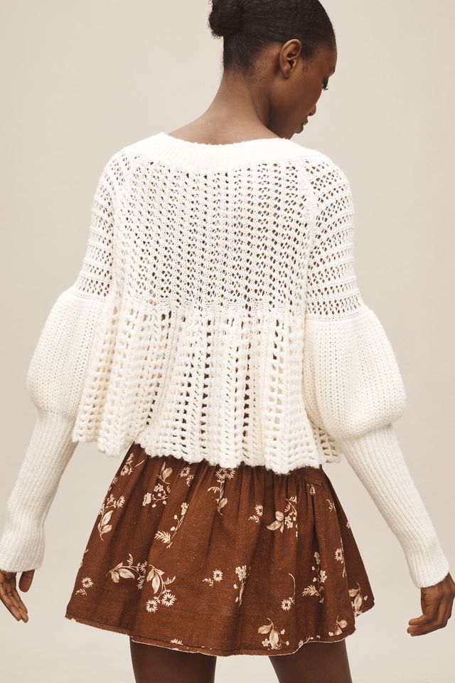 By Anthropologie Puff-Sleeve Crew-Neck Sweater #1