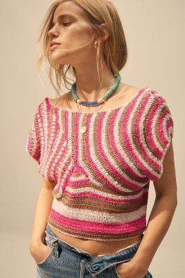 Shop By Anthropologie Crochet Muscle Top In Pink