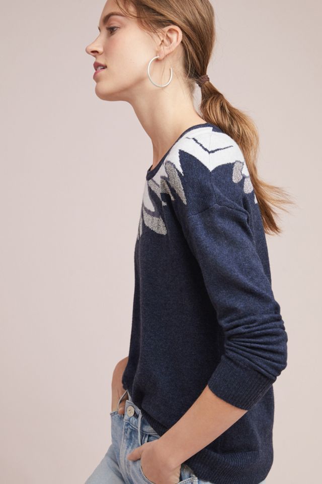 Marella Metallic Jacquard Feather Jumper #1