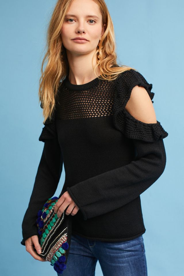 Ruffled Open-Shoulder Pullover #2